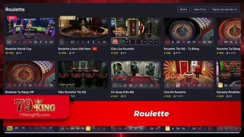 Trò chơi xoay bánh xe Roulette thú vị