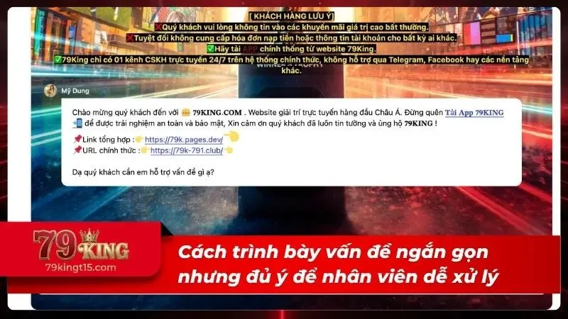 Trình bày lỗi một cách ngắn gọn để nhân viên giải quyết